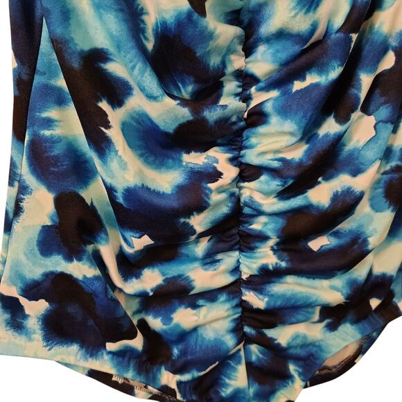 Maxine Of Hollywood Swimming Suit 1 Piece Woman's Plus Size 3x 22 24 Blue Tiedye - Picture 3 of 7